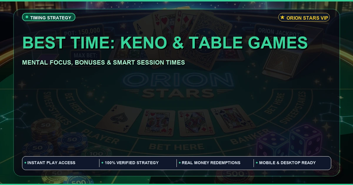 Best time to play Orion Stars keno games and table games for maximun win
